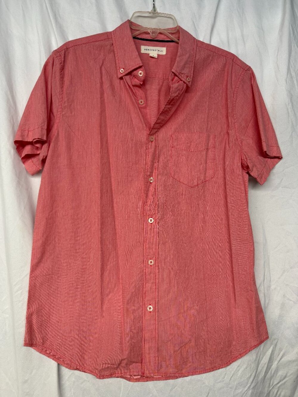 Aeropostale men button up shirt pink salmon short sleeve size medium